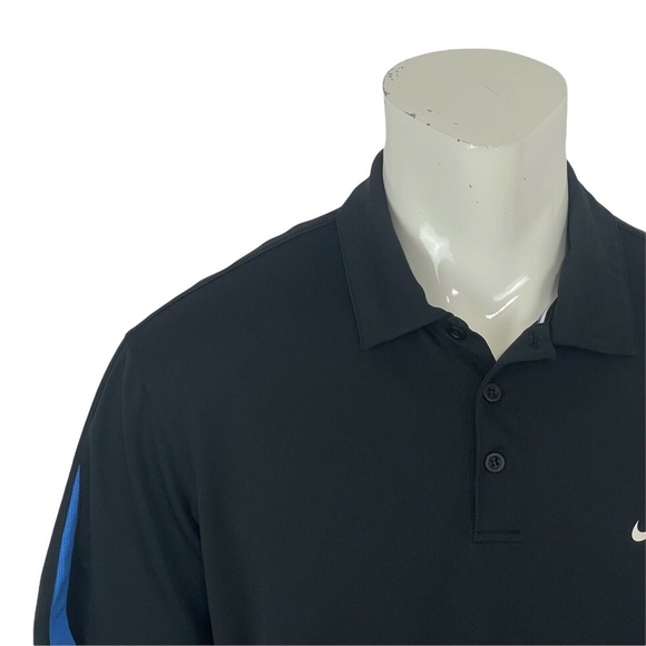 Nike Golf Dri-Fit UV Black Blue Solid And Mesh UV Golf Polo Shirt Mens XL - Picture 9 of 13